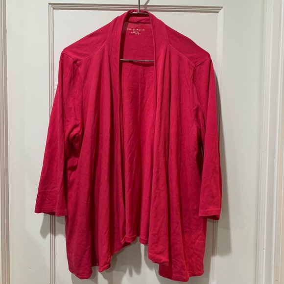 3/$35 Charter club 1X pink knit open cardigan top - Picture 3 of 7